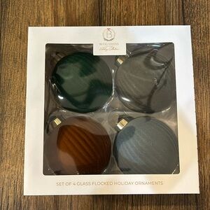 Becki Owens holiday flocked Christmas tree ornaments Set of 4 ornaments - NWT